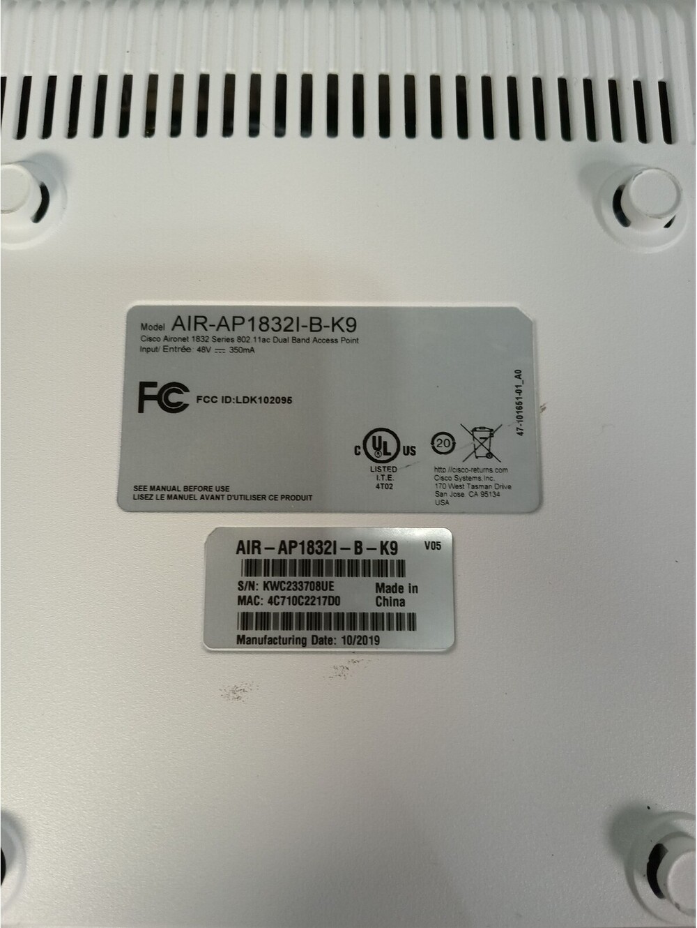 Cisco Aironet 1832I Dual Band 802.11ac WiFi 5 Access Point AIR-AP1832I